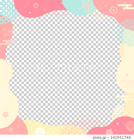 Simple and pop pastel Japanese style transparent frame 3_square Simple and pop pastel Japanese style transparent frame 3_square 142931748