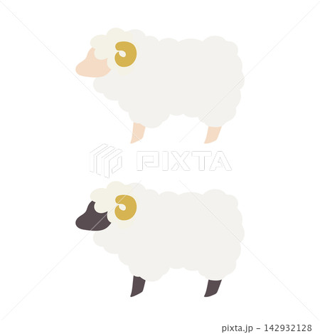 シンプルな羊未ベクターイラスト素材セット シンプルな羊未ベクターイラスト素材セット 142932128
