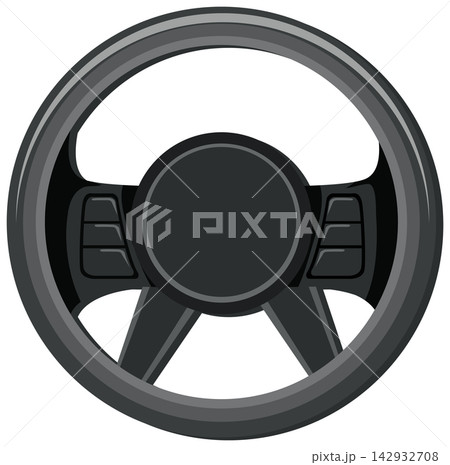 Modern Black Car Steering Wheel Vector Illustration on White Background Modern Black Car Steering Wheel Vector Illustration on White Background 142932708