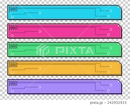 Circuit board style text frame, low-side, 5-color set. Circuit board style text frame, low-side, 5-color set. 142932915