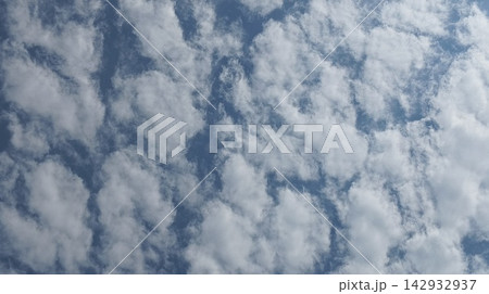 Clean Blue Sky Background with Fluffy White Clouds 142932937
