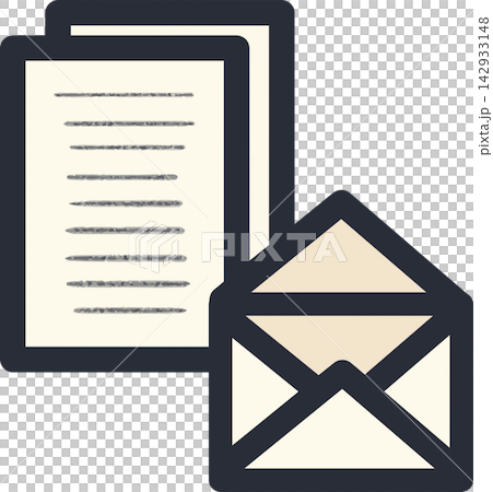 Icon illustration of a letter and envelope Icon illustration of a letter and envelope 142933148