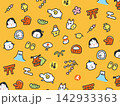 日本の正月と干支の羊のかわいい和風背景　オレンジ　2027 未年 142933363