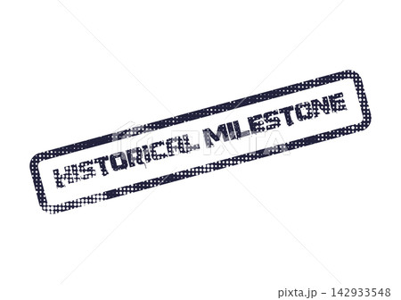 A distinctive blue rubber stamp featuring a grunge finish and the words Historical Milestone A distinctive blue rubber stamp featuring a grunge finish and the words Historical Milestone 142933548