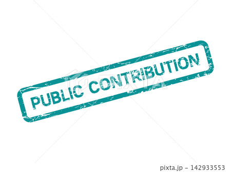A distinctive emerald green distressed stamp showcasing the important phrase PUBLIC CONTRIBUTION on a clear field A distinctive emerald green distressed stamp showcasing the important phrase PUBLIC CONTRIBUTION on a clear field 142933553