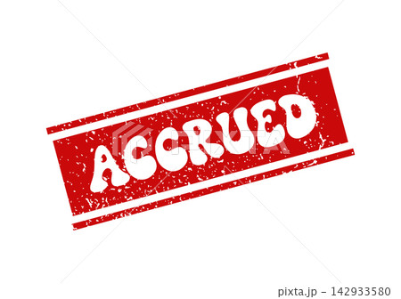 A distinctive red grunge textured stamp prominently displaying the financial term ACCRUED for record keeping A distinctive red grunge textured stamp prominently displaying the financial term ACCRUED for record keeping 142933580