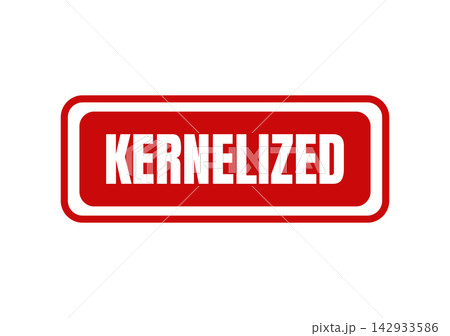 A distinctive red rectangular stamp displaying the word KERNELIZED in bold white capital letters for technical processes 142933586