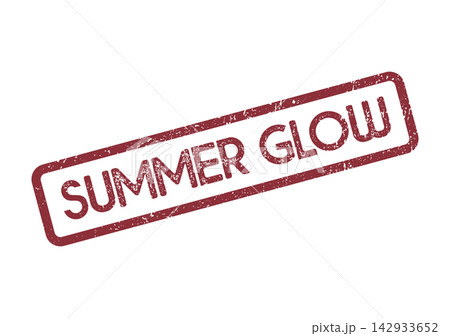 A distinctive red rubber stamp with grunge texture shows the radiant phrase Summer Glow A distinctive red rubber stamp with grunge texture shows the radiant phrase Summer Glow 142933652