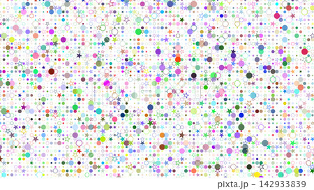A dynamic celebratory pattern featuring colorful stars, dots, and concentric rings scattered across a lively composition A dynamic celebratory pattern featuring colorful stars, dots, and concentric rings scattered across a lively composition 142933839