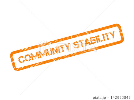 A dynamic orange distressed stamp graphic conveying the concept of community stability and collective resilience A dynamic orange distressed stamp graphic conveying the concept of community stability and collective resilience 142933845