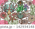 Colorful seamless marine pattern with corals 142934148