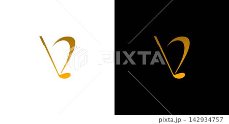 Elegant and modern V golf logo design 142934757