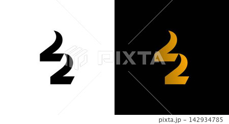 Unique and modern number 22 logo design 142934785