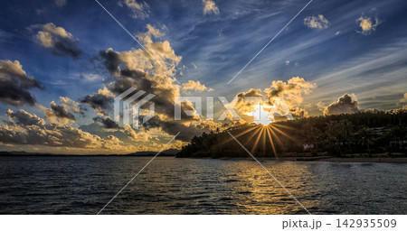 sunset over the sea sunset over the sea 142935509