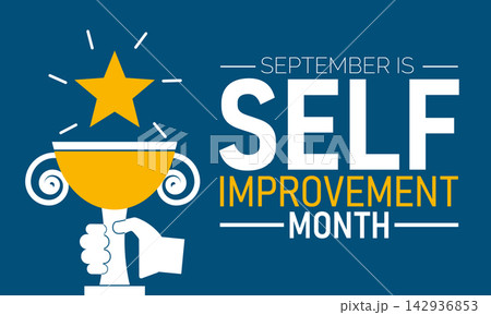 National Self Improvement Month. Vector illustration with achievement,improvement icon and celebrated in September. Perfect for banners, posters,card,background,Header design, Social media. 142936853