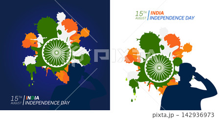 15th August, Indian Independence Day social media Banner Vector illustration. Template for background, header design, card, poster, square layout,promo card with text inscription 142936973