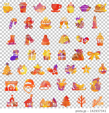 A set of hand-drawn style icons with Christmas motifs. A set of hand-drawn style icons with Christmas motifs. 142937341