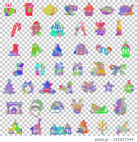 A set of hand-drawn style icons with Christmas motifs. A set of hand-drawn style icons with Christmas motifs. 142937344