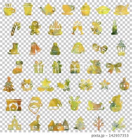 A set of hand-drawn style icons with Christmas motifs. A set of hand-drawn style icons with Christmas motifs. 142937353