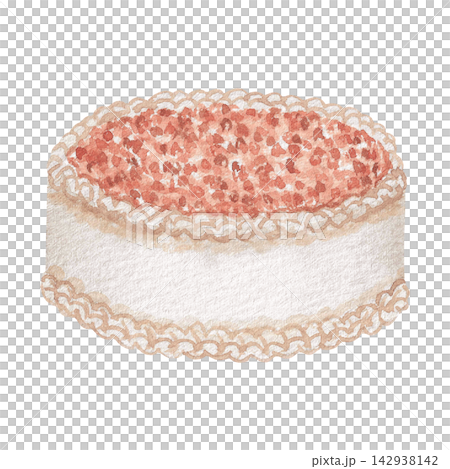 Watercolor illustration Wedding collection Vintage lace wedding cake with strawberry and delicate handmade trim PNG transparent background Hand drawing Vintage 142938142