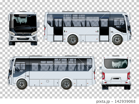 Vector urban passenger small bus mock-up Vector urban passenger small bus mock-up 142939068