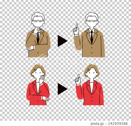 A set of vector illustrations of the upper body of senior businessmen and businesswomen dealing with problems. A set of vector illustrations of the upper body of senior businessmen and businesswomen dealing with problems. 142939386