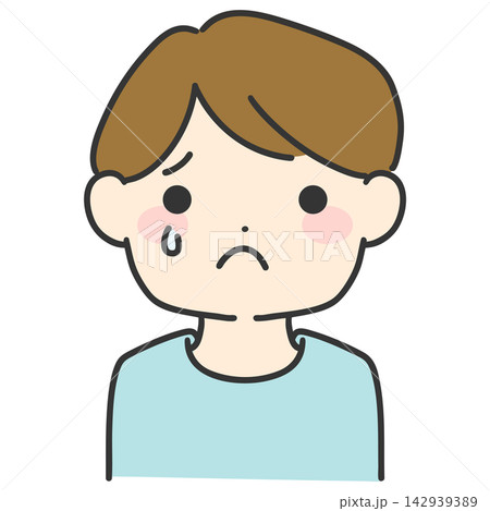 涙を浮かべる男性の手描きベクターイラスト シンプルな男性の表情アイコン 涙を浮かべる男性の手描きベクターイラスト シンプルな男性の表情アイコン 142939389