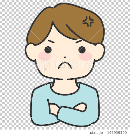 A hand-drawn vector illustration of an angry man with his hands on his hips; a simple male facial expression icon. A hand-drawn vector illustration of an angry man with his hands on his hips; a simple male facial expression icon. 142939390