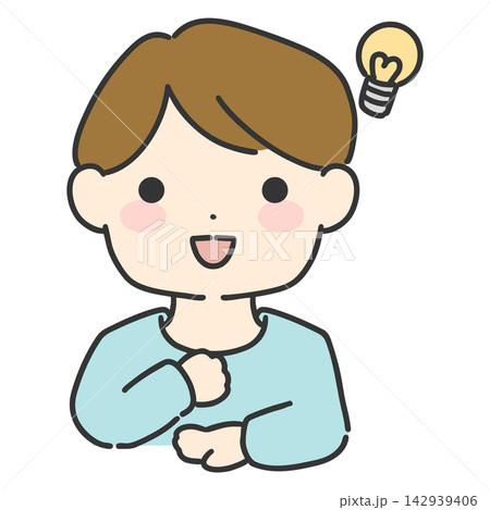 何かをひらめく男性の手描きベクターイラスト シンプルな男性の表情アイコン 何かをひらめく男性の手描きベクターイラスト シンプルな男性の表情アイコン 142939406