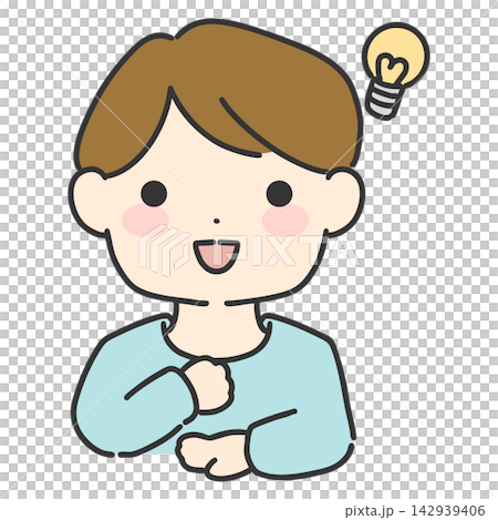 何かをひらめく男性の手描きベクターイラスト シンプルな男性の表情アイコン 何かをひらめく男性の手描きベクターイラスト シンプルな男性の表情アイコン 142939406