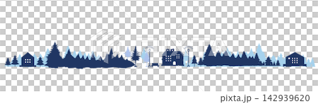 Frame illustration of a winter cityscape silhouette (background) Frame illustration of a winter cityscape silhouette (background) 142939620