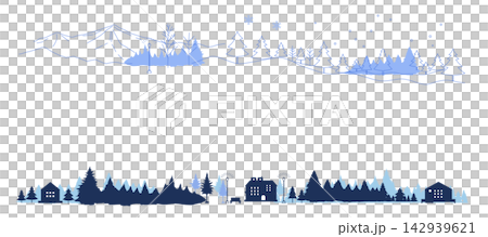 Frame illustration of a winter cityscape silhouette (background) Frame illustration of a winter cityscape silhouette (background) 142939621