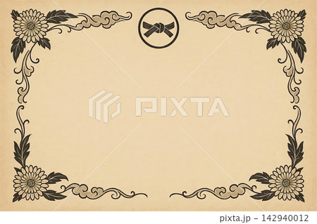 Poster, certificate, diplom karate . Old vintage paper texture background art design 142940012