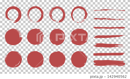 Japanese-style brush, circle, ring, line, frame set Japanese-style brush, circle, ring, line, frame set 142940562