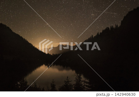 night landscape with mountains and lake 142940630
