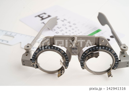 Ophthalmic trial frames to visual acuity eye test. Ophthalmic trial frames to visual acuity eye test. 142941316