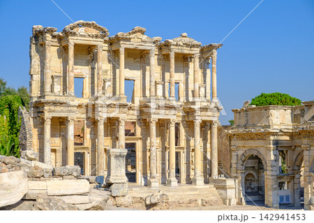Library of Celsus Facade and Gate of Mazaeus and Mithridates, Ephesus 142941453