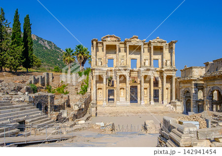 Wide View of the Library of Celsus Facade at Ephesus in Selchuk Wide View of the Library of Celsus Facade at Ephesus in Selchuk 142941454