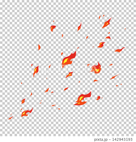 斜めに飛ぶ火の粉のイラスト素材 斜めに飛ぶ火の粉のイラスト素材 142943193