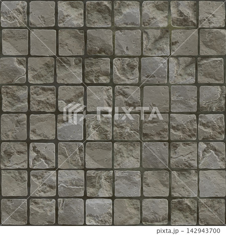 Grey Cobblestone Paving Square Stone Tiles Seamless Floor Texture 142943700