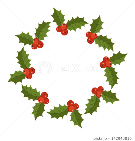 Christmas Holly Berry Wreath Circular Frame Hand Drawn Vector Icon Christmas Holly Berry Wreath Circular Frame Hand Drawn Vector Icon 142943810