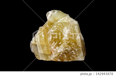 Natural Yellow Calcite Crystal Mineral Specimen Isolated on Black Natural Yellow Calcite Crystal Mineral Specimen Isolated on Black 142943878