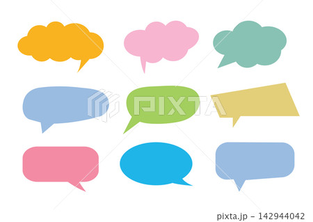 Speech bubble colorful icon set. Speech bubble colorful icon set. 142944042
