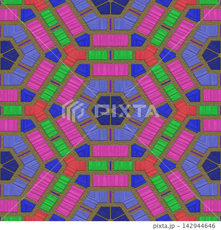Colorful Hexagonal Kaleidoscope Tile Seamless Pattern Colorful Hexagonal Kaleidoscope Tile Seamless Pattern 142944646
