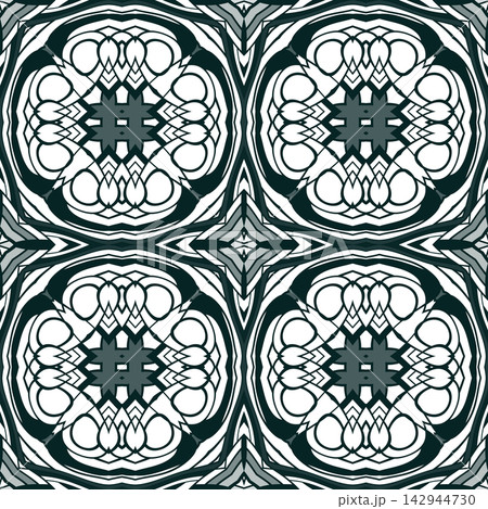 Teal and white decorative circular geometric pattern Teal and white decorative circular geometric pattern 142944730