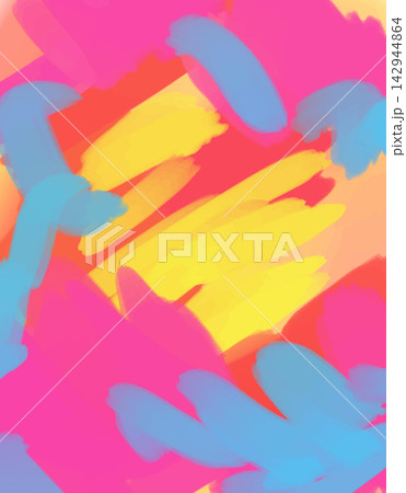 Abstract Colorful Paint Brush Strokes Vector Background in Pink Yellow Blue Tones 142944864
