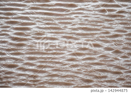Polluted muddy water surface representing environmental crisis and wastewater contamination Polluted muddy water surface representing environmental crisis and wastewater contamination 142944875