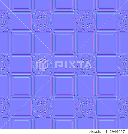 Geometric Square Relief Tiles Seamless Normal Map Geometric Square Relief Tiles Seamless Normal Map 142946067