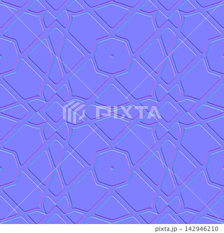 Islamic Geometric Star Lattice Tiles Seamless Normal Map Islamic Geometric Star Lattice Tiles Seamless Normal Map 142946210