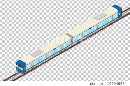 Isometric illustration: Train (blue) Isometric illustration: Train (blue) 142946484